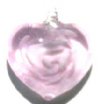 1 21mm Light Pink & White Lampwork Heart Pendant